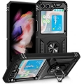 Samsung Galaxy Z Flip 5 Zırhlı Standlı Mıknatıslı Katlanabilir Tank Kapak - Siyah