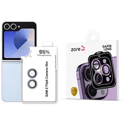 Samsung Galaxy Z Flip 6 Kamera Lens Koruyucu CL-11 Safir Parmak İzi Bırakmayan Anti-Reflective  - Mavi