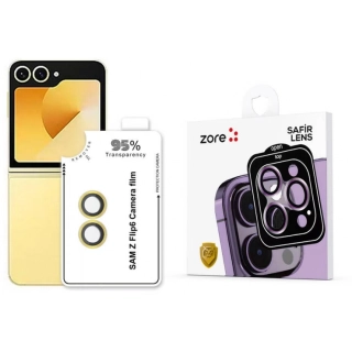 Samsung Galaxy Z Flip 6 Kamera Lens Koruyucu CL-11 Safir Parmak İzi Bırakmayan Anti-Reflective  - Sarı
