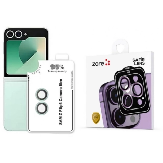 Samsung Galaxy Z Flip 6 Kamera Lens Koruyucu CL-11 Safir Parmak İzi Bırakmayan Anti-Reflective  - Yeşil