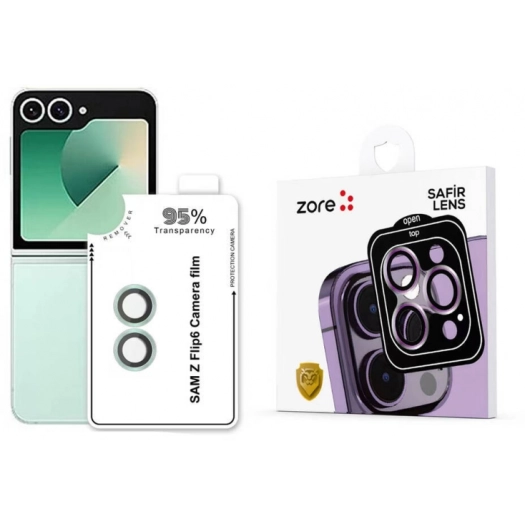 Samsung Galaxy Z Flip 6 Kamera Lens Koruyucu CL-11 Safir Parmak İzi Bırakmayan Anti-Reflective  - Yeşil
