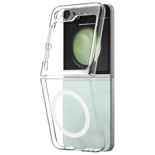 Samsung Galaxy Z Flip 6 Kılıf Magsafe Şarj Özellikli Şeffaf Tek Kamera Çerçeveli Porto Kapak - Şeffaf