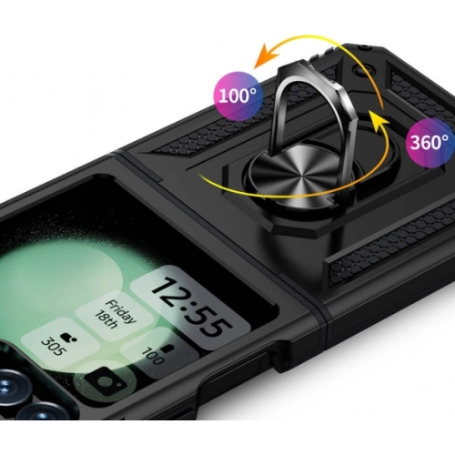 Samsung Galaxy Z Flip 6 Zırhlı Standlı Mıknatıslı Katlanabilir Tank Kapak - Kırmızı