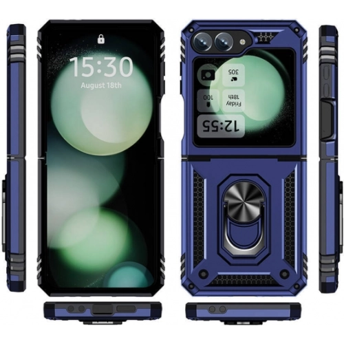 Samsung Galaxy Z Flip 6 Zırhlı Standlı Mıknatıslı Katlanabilir Tank Kapak - Kırmızı