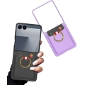 Samsung Galaxy Z Flip 7 Kapak Kıpta Yüzüklü Standlı Premium Kartlıklı Kılıf - Mor