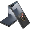 Samsung Galaxy Z Flip 7 Kapak Kıpta Yüzüklü Standlı Premium Kartlıklı Kılıf - Siyah Karbon