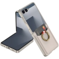 Samsung Galaxy Z Flip 7 Kapak Kıpta Yüzüklü Standlı Premium Kartlıklı Kılıf - Titanyum