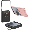 Samsung Galaxy Z Flip 7 Kapak Kıpta Yüzüklü Standlı Premium Kartlıklı Kılıf - Titanyum