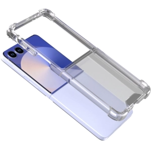Samsung Galaxy Z Flip 7 Kılıf Köşe Korumalı Airbag Şeffaf Silikon Anti-Shock - Şeffaf