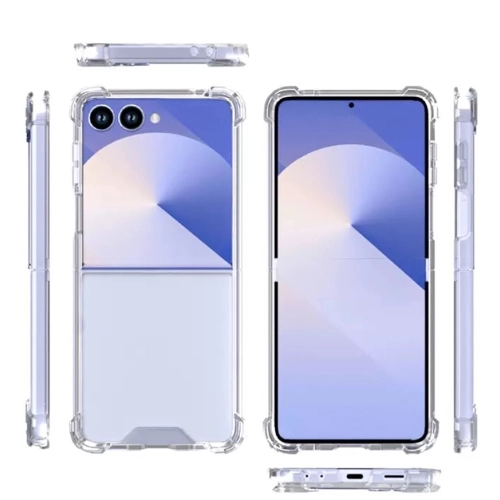 Samsung Galaxy Z Flip 7 Kılıf Köşe Korumalı Airbag Şeffaf Silikon Anti-Shock - Şeffaf