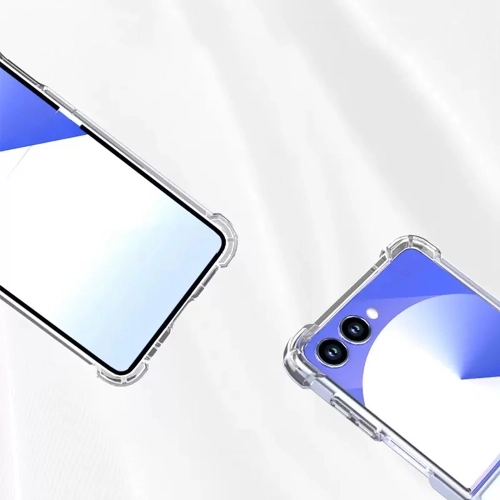 Samsung Galaxy Z Flip 7 Kılıf Köşe Korumalı Airbag Şeffaf Silikon Anti-Shock - Şeffaf