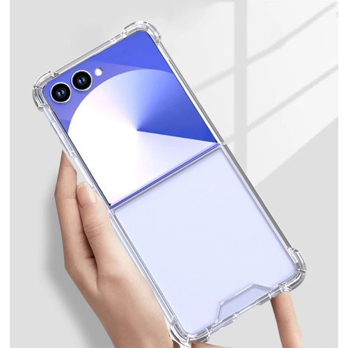 Samsung Galaxy Z Flip 7 Kılıf Köşe Korumalı Airbag Şeffaf Silikon Anti-Shock - Şeffaf