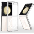 Samsung Galaxy Z Flip 7 Kılıf Magsafe Şarj Özellikli Şeffaf Sert PC Embos Kapak - Şeffaf