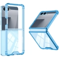 Samsung Galaxy Z Flip 7 Kılıf Premium Full Camlı Kıpta, Şok Emici ve Çizilmez Cam Kapaklı Tasarım - Mavi