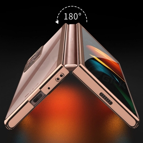 Samsung Galaxy Z Fold 2 Kılıf Metal Görünümlü Esnek Kıpta Kapak - Siyah