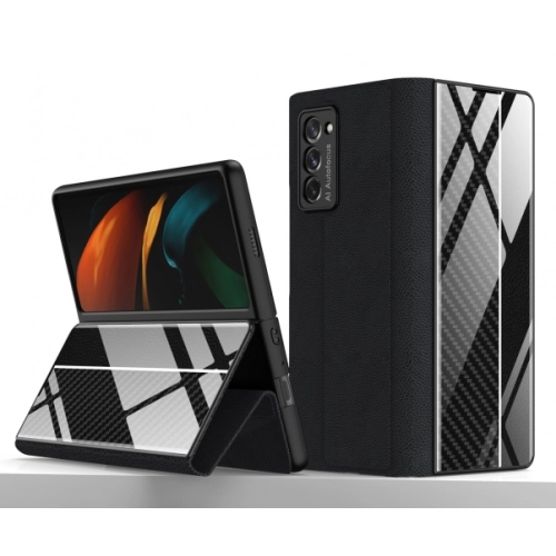 Samsung Galaxy Z Fold 2 Kılıf Standlı Drago Kapak - Siyah