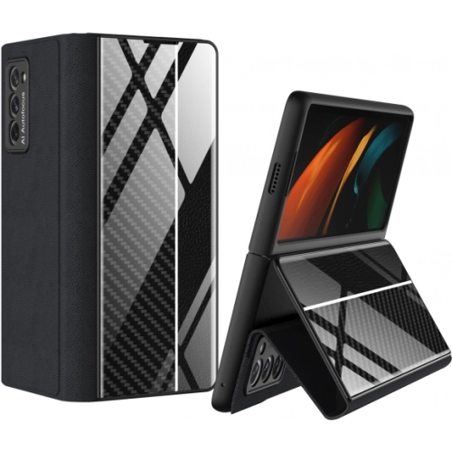 Samsung Galaxy Z Fold 2 Kılıf Standlı Drago Kapak - Siyah