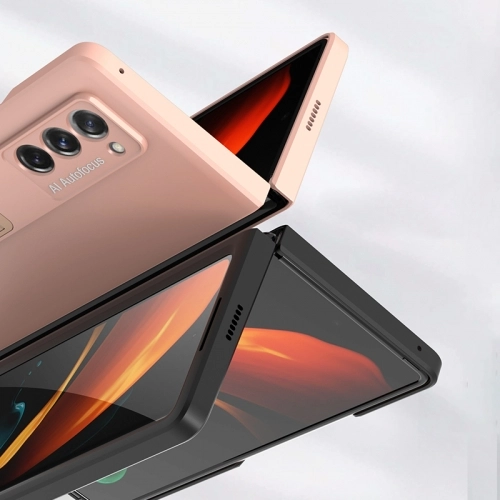 Samsung Galaxy Z Fold 2 Kılıf Standlı Parmak İzi Bırkmayan Z-Stand Kapak - Siyah