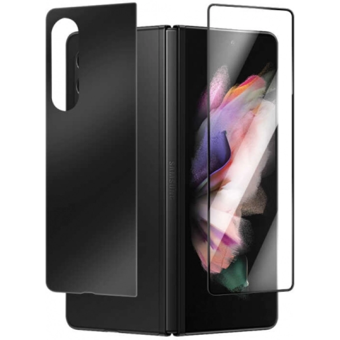 Samsung Galaxy Z Fold 3 Ekran Koruyucu 3D Vov Curve Glass Eğimli Kırılmaz Cam - Siyah