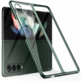 Samsung Galaxy Z Fold 3 Kılıf Metal Görünümlü Esnek Kıpta Kapak - Yeşil