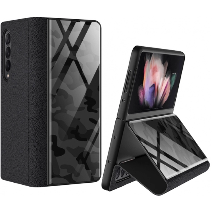 Samsung Galaxy Z Fold 3 Kılıf Standlı Drago Kapak - Askeri Gri