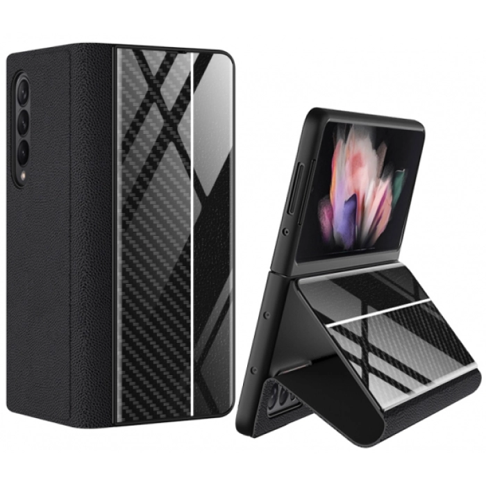 Samsung Galaxy Z Fold 3 Kılıf Standlı Drago Kapak - Siyah