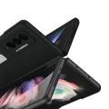 Samsung Galaxy Z Fold 3 Kılıf Standlı Parmak İzi Bırkmayan Z-Stand Kapak - Siyah