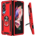 Samsung Galaxy Z Fold 3 Kılıf Zırhlı Standlı Mıknatıslı Katlanabilir Tank Kapak - Kırmızı