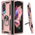 Samsung Galaxy Z Fold 3 Kılıf Zırhlı Standlı Mıknatıslı Katlanabilir Tank Kapak - Rose Gold