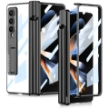 Samsung Galaxy Z Fold 4 Kılıf Kıpta Standlı Kalem Bölmeli Kapak - Siyah