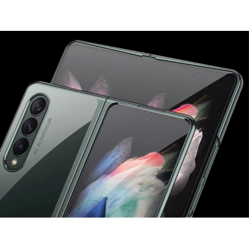 Samsung Galaxy Z Fold 4 Kılıf Metal Görünümlü Esnek Kıpta Kapak - Siyah