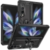 Samsung Galaxy Z Fold 4 Kılıf Zırhlı Standlı Mıknatıslı Katlanabilir Tank Kapak - Siyah