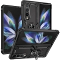 Samsung Galaxy Z Fold 4 Kılıf Zırhlı Standlı Mıknatıslı Katlanabilir Tank Kapak - Siyah