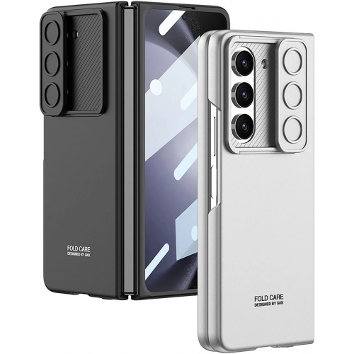 Samsung Galaxy Z Fold 5 Kılıf Kıpta Sürgülü Kamera Lens Korumalı Kapak - Siyah