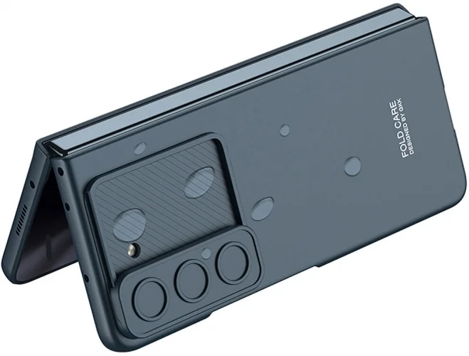 Samsung Galaxy Z Fold 5 Kılıf Kıpta Sürgülü Kamera Lens Korumalı Kapak - Siyah