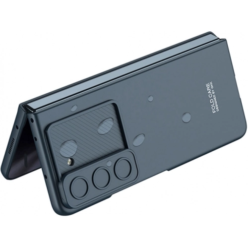 Samsung Galaxy Z Fold 5 Kılıf Kıpta Sürgülü Kamera Lens Korumalı Kapak - Siyah