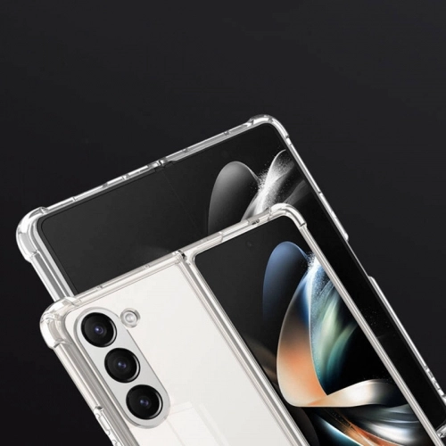 Samsung Galaxy Z Fold 5 Kılıf Köşe Korumalı Airbag Şeffaf Silikon Anti-Shock - Şeffaf