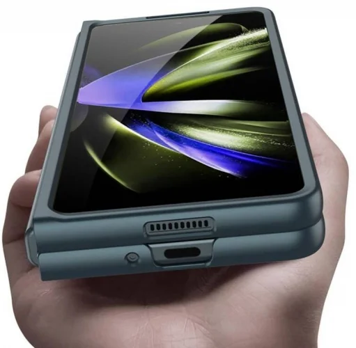 Samsung Galaxy Z Fold 5 Kılıf Sert Kıpta Mat İnce Kapak - Koyu Yeşil