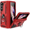 Samsung Galaxy Z Fold 5 Kılıf Zırhlı Standlı Mıknatıslı Tank Kapak - Kırmızı