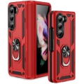 Samsung Galaxy Z Fold 5 Kılıf Zırhlı Standlı Mıknatıslı Tank Kapak - Kırmızı