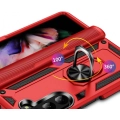 Samsung Galaxy Z Fold 5 Kılıf Zırhlı Standlı Mıknatıslı Tank Kapak - Kırmızı