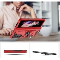 Samsung Galaxy Z Fold 5 Kılıf Zırhlı Standlı Mıknatıslı Tank Kapak - Kırmızı