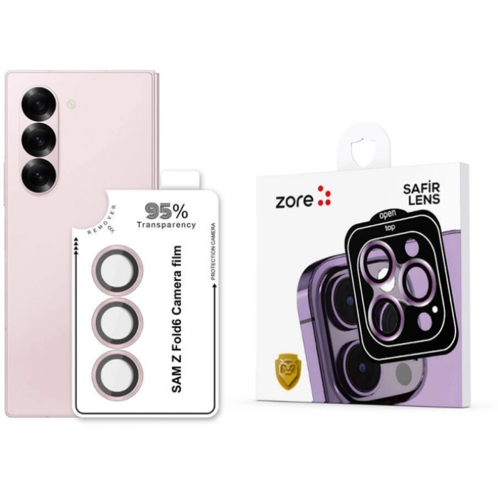 Samsung Galaxy Z Fold 6 Kamera Lens Koruyucu CL-11 Safir Parmak İzi Bırakmayan Anti-Reflective  - Pembe