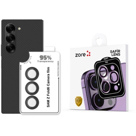 Samsung Galaxy Z Fold 6 Kamera Lens Koruyucu CL-11 Safir Parmak İzi Bırakmayan Anti-Reflective  - Siyah
