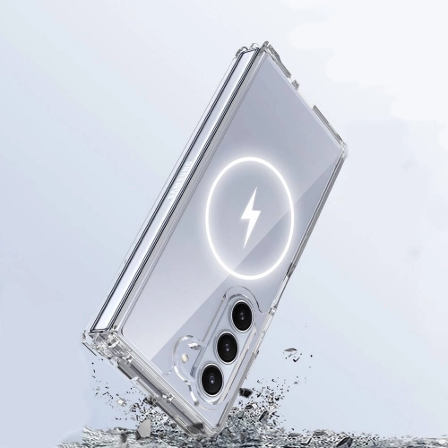 Samsung Galaxy Z Fold 6 Kılıf Magsafe Şarj Özellikli Şeffaf Sert PC Embos Kapak - Şeffaf