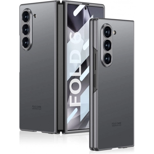 Samsung Galaxy Z Fold 6 Kılıf Titanyum Metal Tasarımlı İnce Kıpta Caz Kapak - Gri