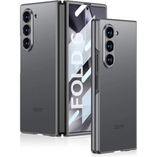 Samsung Galaxy Z Fold 6 Kılıf Titanyum Metal Tasarımlı İnce Kıpta Caz Kapak - Gri