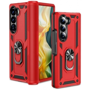 Samsung Galaxy Z Fold 6 Zırhlı Standlı Mıknatıslı Katlanabilir Tank Kapak - Kırmızı