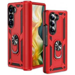 Samsung Galaxy Z Fold 6 Zırhlı Standlı Mıknatıslı Katlanabilir Tank Kapak - Kırmızı