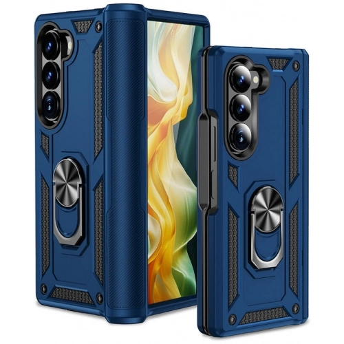 Samsung Galaxy Z Fold 6 Zırhlı Standlı Mıknatıslı Katlanabilir Tank Kapak - Mavi